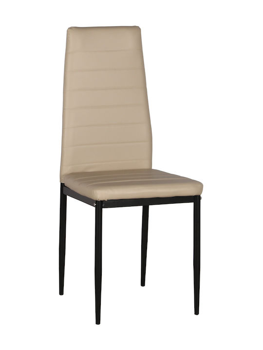 Dining Room Artificial Leather Chair Beige / Black 39x39x98cm