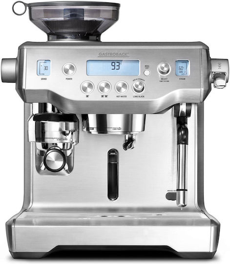 Gastroback Αυτόματη Μηχανή Espresso 1500W Πίεσης 15bar για Cappuccino με Μύλο Άλεσης Ασημί
