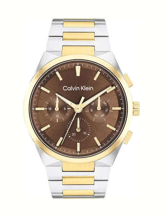 Calvin Klein Ceas Barbati 44mm Cronograf Baterie cu Brățară Din Metal Argintie