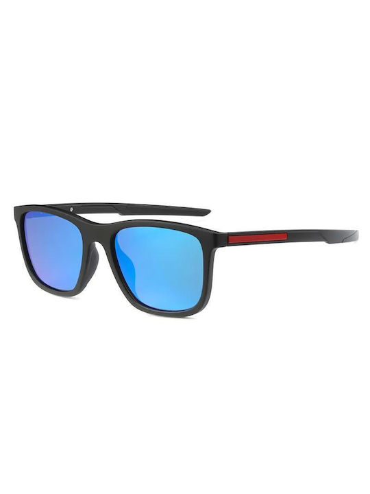 Polareye Men's Sunglasses with Black Plastic Frame and Light Blue Gradient Polarized Lens RP2011