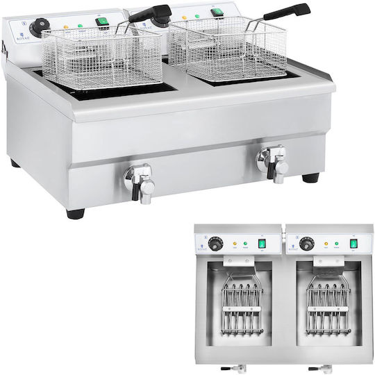 Double Chamber Commercial Deep Fryer Taps 230v 2x16l