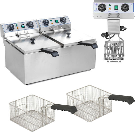 Elektrische Fritteuse Doppelkammer Timer 2x9l