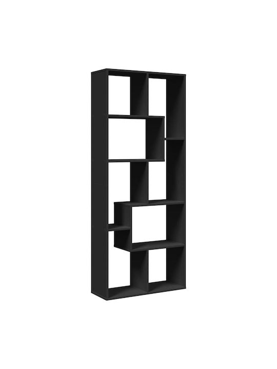 Bookcase Black Velvet-Black Metal 67x25x161.5cm