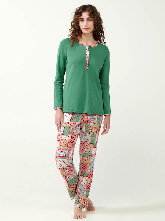 Vamp Winter Women's Pyjama Top Green Barley