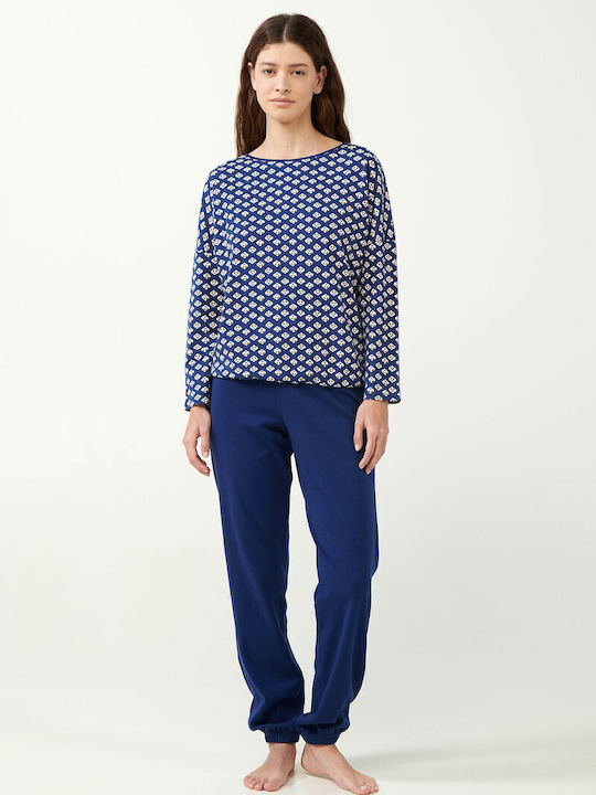 Vamp Winter Women's Pyjama Top Blue Print