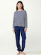 Vamp Winter Women's Pyjama Top Blue Print