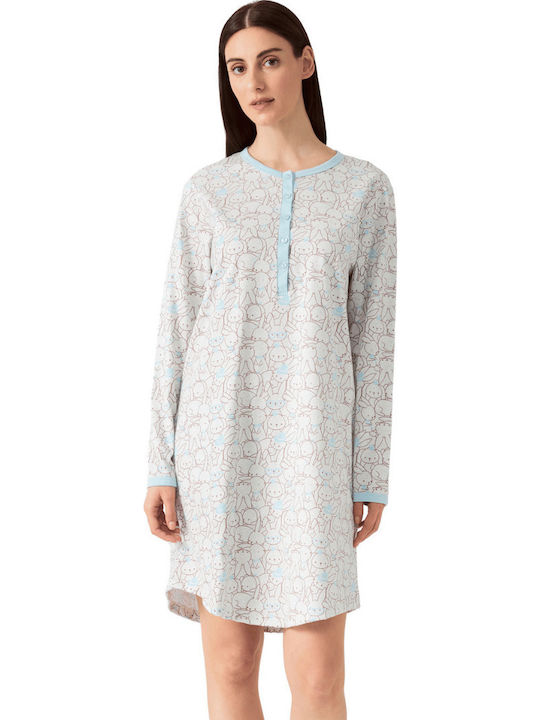 Minerva Winter Women's Nightdress Gray Bunny
