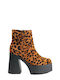 Leopard Ankle Boots with Chunky Heel and High Platform