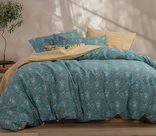 Nef-Nef Homeware Комплект Плик за Завивка Памучен Кинг Сайз с 2 Калъфки 240x230 Odete Зелен