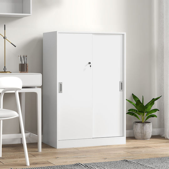 Kabinett Büro mit Schloss White 836-186WT 80x40x120cm
