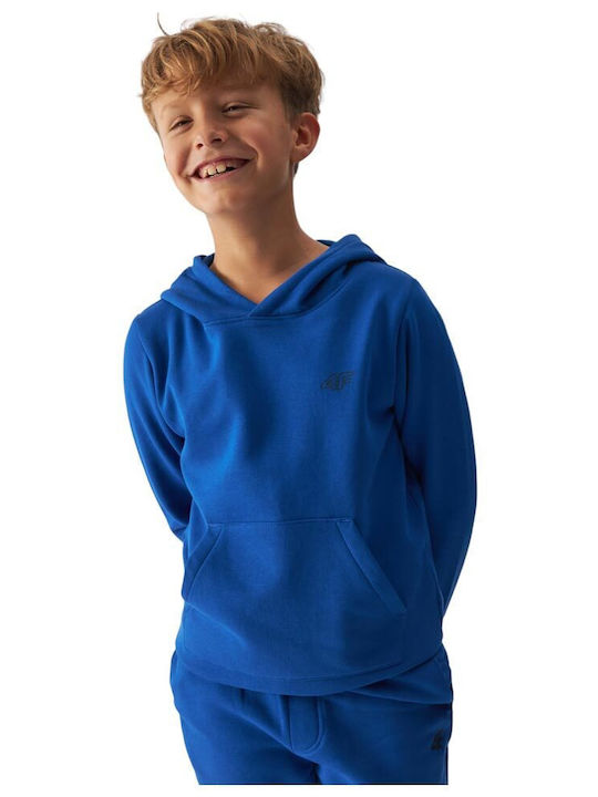 4F Kids Sweatshirt with Hood and Pocket Blue