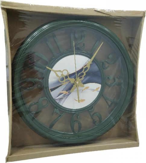 Ρολόι Τοίχου Πλαστικό Πράσινο Ø30cm (Διάφορα Σχέδια)