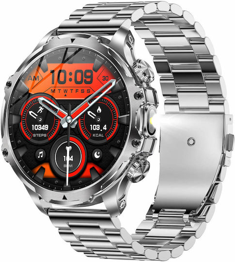 Microwear AK75 Smartwatch με Παλμογράφο (Silver Steel)