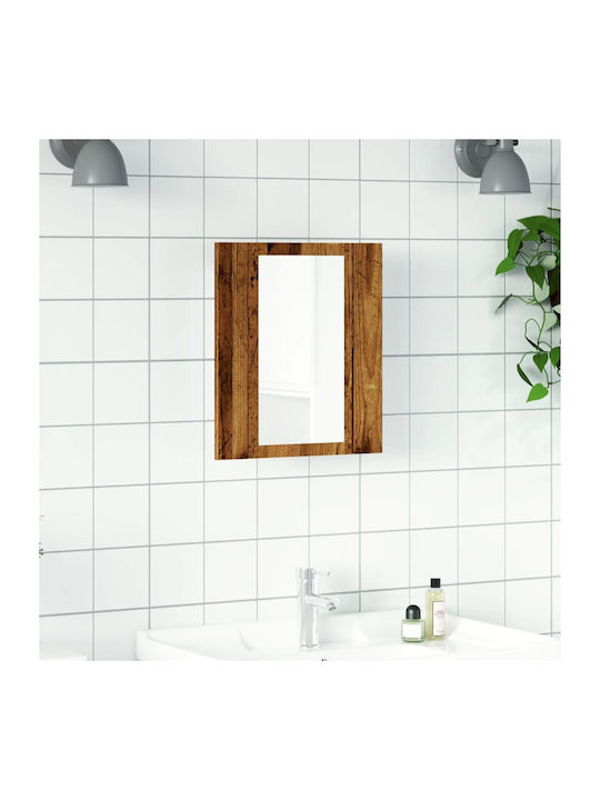 vidaXL Oglindă de Baie Lumini LED din Plastic cu Dulap 40x12cm Maro