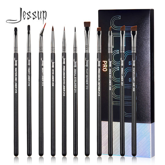 Jessup Beauty Επαγγελματικό Σετ με Πινέλα Μακιγιάζ για Eye Liner από Συνθετική Τρίχα 11τμχ