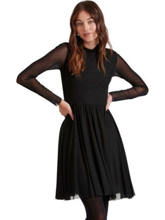 Funky Buddha Mini Damenkleid mit Rüschen Schwar...