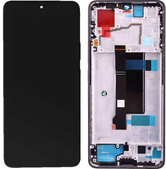 Екран със Сензорен Механизъм и Рамка за Xiaomi Redmi Note 13 Pro 5G, Poco X6 5G (Черен)