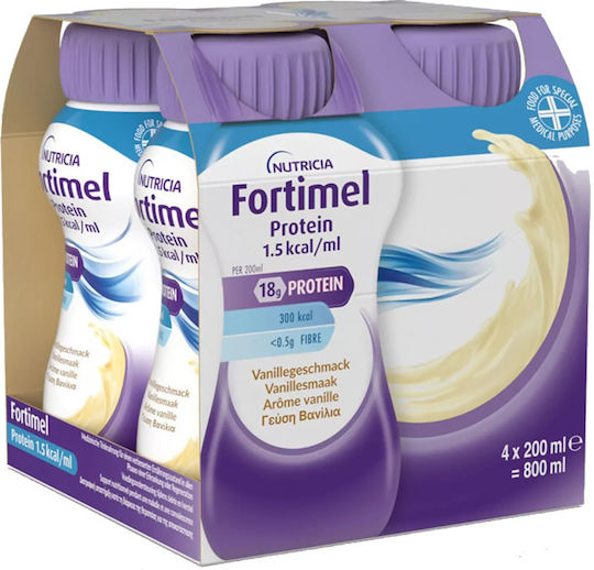 Nutricia Fortimel Protein 1.5kcal Συμπλήρωμα για Αδυνάτισμα 4 x 200ml Βανίλια