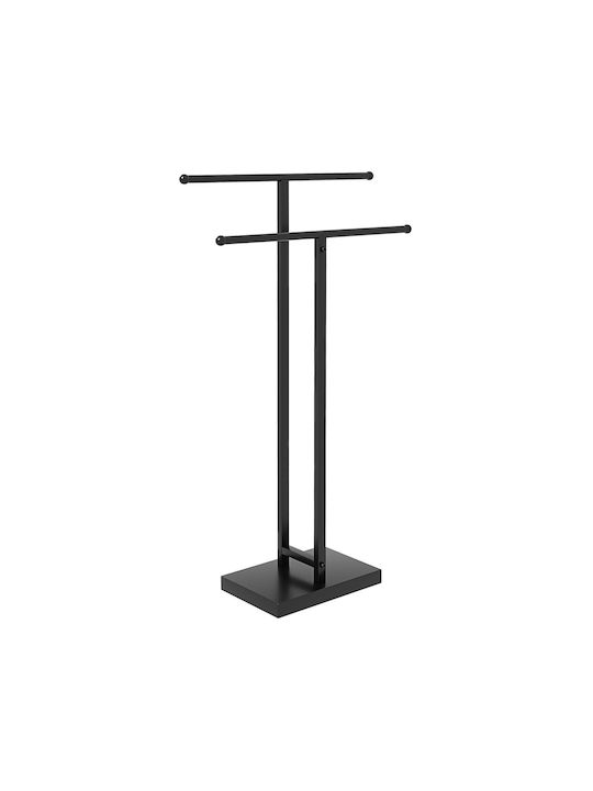 HomCom Single Wall-Mounted Bathroom Rail ​10x10cm Black