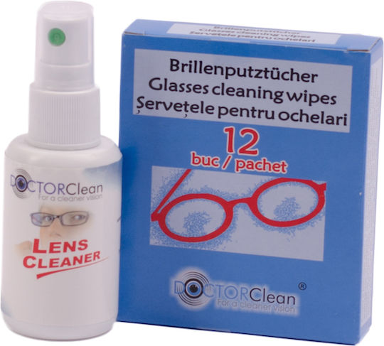 Eyeglass Cleaning Kit 50 Wipes 50ml Cleaning Solution Doctor Clean