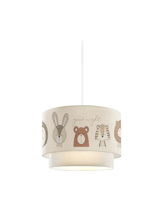 Freebox Kids Fabric Single Ceiling Light E27 Teddy Bear White 60W 28cm