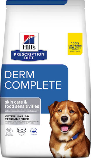 Hill's Derm Complete 12кг Суха Храна за Кучета Диетичен
