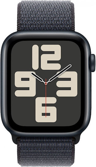 Apple Watch SE 2024 Aluminium 44mm Waterproof with Heart Rate Monitor (Midnight with Ink Sport Loop)