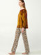 Vamp Winter Damen Pyjama-Set Samt Yellow Narcissus