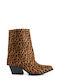 Leopard Western Ankle Boots Square Heel