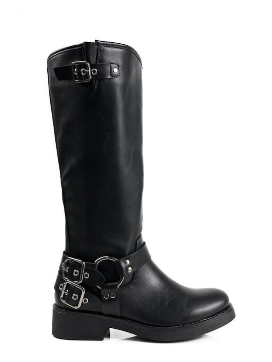 Black Boots Double Strap Buckles