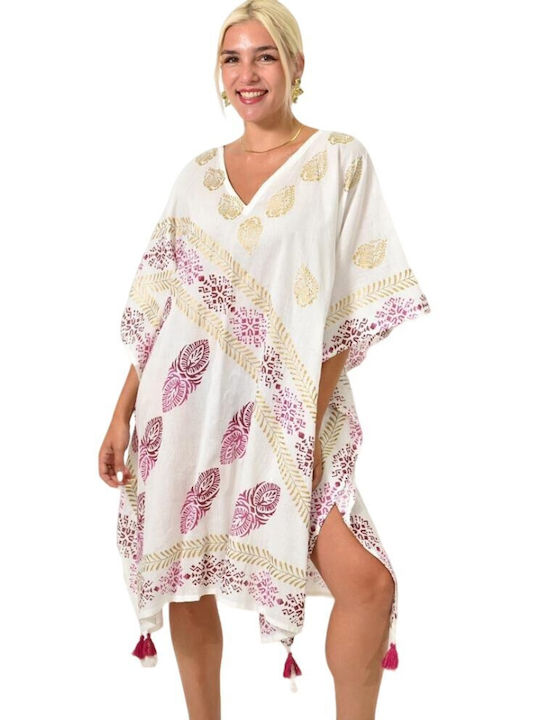 Potre Damen Kaftan Strand Fuchsia