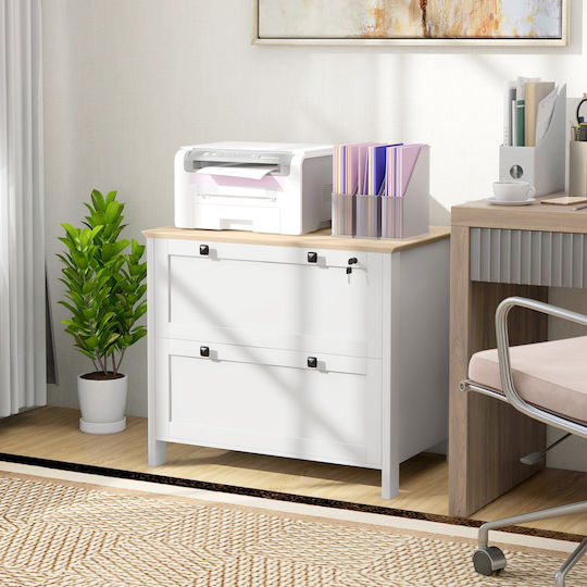 Schublade Büro mit Schloss White 76x40x76cm