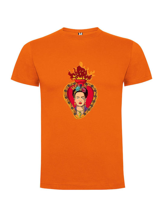 Regal Frida: Transcendent Art T-shirt Frida Kahlo Orange Baumwolle