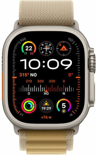 Apple Watch Ultra 2 Титан 49мм Водоустойчив с eSIM и Пулсомер (Natural with Tan Alpine Loop - Medium)