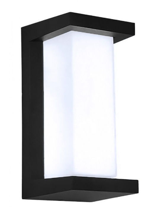 Powertech Επιτοίχιο Εξωτερικό Φωτιστικό LED IP65 12W με Ψυχρό Λευκό Φως 12.4x12.5x26εκ.