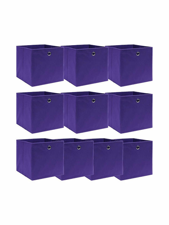 vidaXL Текстил Кутия за съхранение Лилав 32x32x32см 10бр