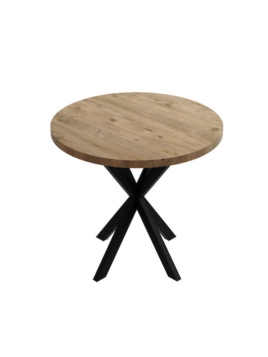 Kalipso Table Wooden with Metal Frame Natural Shade and Black 70x70x75cm