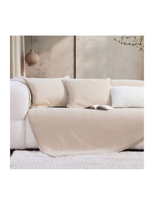 Nef-Nef Homeware Decken & Couchdecken Zweisitzer-Sofa Überwurf 2 Seiten Jacquard 170x250cm Ecru