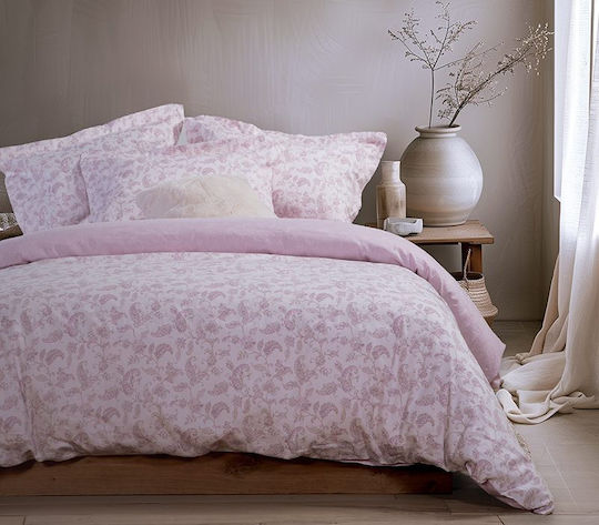 Nef-Nef Homeware Σετ Παπλωματοθήκη Βαμβακοσατέν Υπέρδιπλη με 2 Μαξιλαροθήκες 240x230cm Sancario Purple