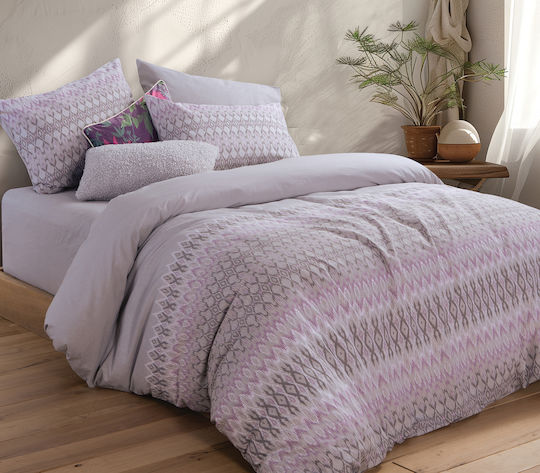 Nef-Nef Homeware Σετ Παπλωματοθήκη Βαμβακερή Υπέρδιπλη με 2 Μαξιλαροθήκες 240x230cm Avion Grey
