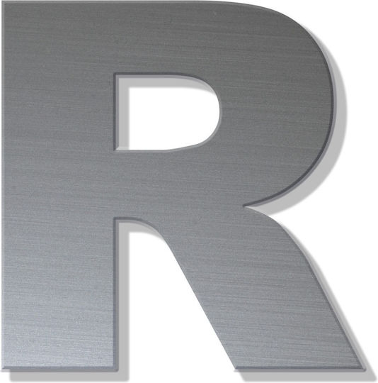 House Letter Sticker ''r'' 80 X 64 Mm Matte Inox Plastic Darvin