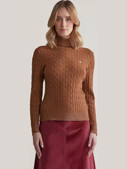 Gant Damen Pullover Baumwolle Rollkragen Camel