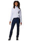 Damen Hoch tailliert Stoff Hose Navy