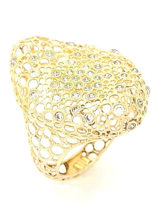 PS Silver Ring with Zircon made of Silver Gold Plated