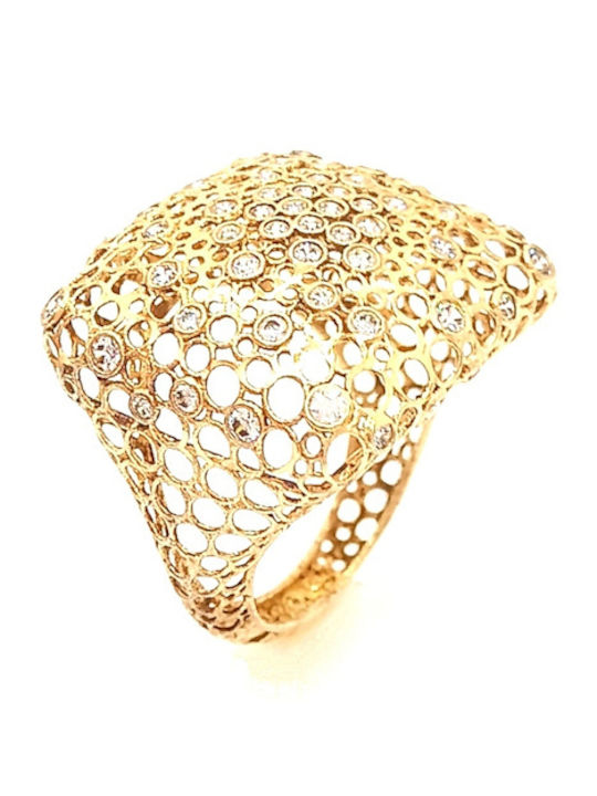 PS Silver Ring with Zircon made of Silver Gold Plated