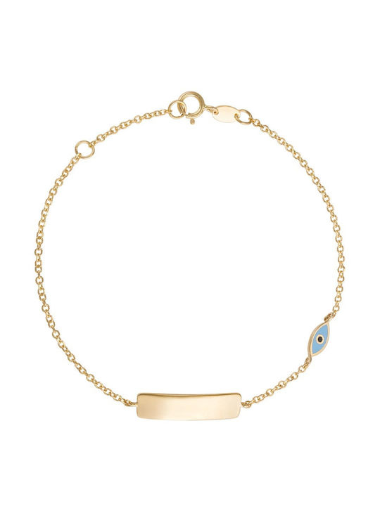 Kritsimis Bracelet Id with design Eye made of Gold 14K