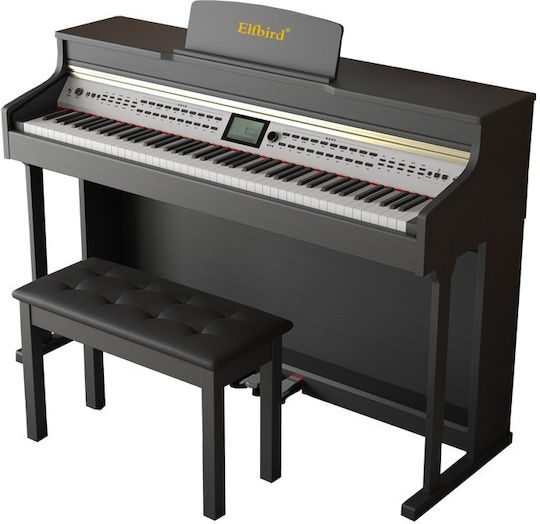 Elfbird Електрически Изправен Пиано BL-8810 Комплект с 88 Динамичен Клавиши Вградени говорители и Свързване със Слушалки Черно