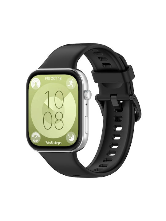 Armband Silikon Schwarz (Huawei Watch Fit 3 - Huawei Uhr Fit 3)