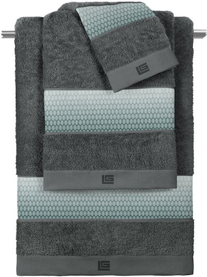Guy Laroche Σετ Πετσέτες Μπάνιου 3τμχ Christy Aqua Grey Anthracite Βάρους 500gr/m²