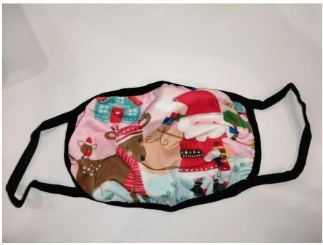 Royalty Medical Supplies Маска за защита Тъканна за деца X-Mas Edition Pink Santa Claus & Reindeer 1бр